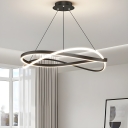 Modern LED Chandelier with Acrylic Shade in Black and Adjustable Hanging Length