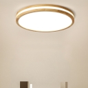 Modern Wooden Flush Mount Ceiling Light with White Acrylic Shade