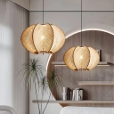 Modern Wood Pendant Light with Hanging Rope Shade: Adjustable Length for Residential Use