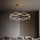 Contemporary Metal Chandelier with White Acrylic Shade and Adjustable Hanging Length in Gold