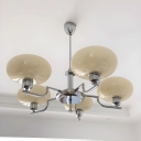 Modern Metal Chandelier with White Glass Shades - Deluxe Lighting Fixture for Elegant Ambiance