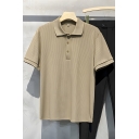 Boys' Simple Solid Color Striped Short-Sleeved Summer Polo Shirt
