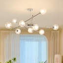Sleek Modern Bi-Pin Chandelier Featuring Ambient Glass Shades and Metal Construction