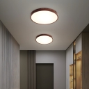 Wooden Flush Mount Close To Ceiling Light with Acrylic Shade