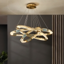 Gold Modern Ambient Chandelier Clear Crystal Shade Ambient Light Setting LED Bulbs