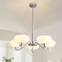 Modern LED Chandelier with Opalescent Glass Shades and Adjustable Hanging Length