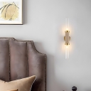 Modern Gold Bi-pin Wall Lamp with Clear Glass Shade and 2 Lights
