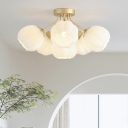 Stylish Gold Semi-Flush Modern Ceiling Light with Clear Glass Shade