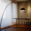 Contemporary Arc Floor Lamp with Black Iron Dome Shade and Foot Switch