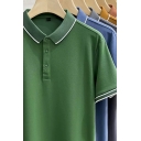 Simple Boys' Striped Pattern Short Sleeve Lapel Summer Polo Shirt