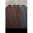 Retro Boys Solid Color Cotton Short Sleeve Round Neck Summer T-Shirt