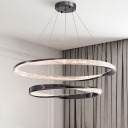 Sleek Modern LED Chandelier with Remote Control Dimming and Ambient Acrylic Shades