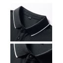 Street Style Men's Contrast Striped Short Sleeve Regular Fit Polo Shirt