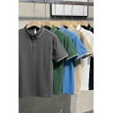 Street Style Men's Contrast Half Sleeve Regular Fit Polo Shirt