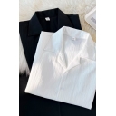 Boys' Avant-Garde Solid Color Three-quarter Sleeve Lapel Loose Buttoned Shirt