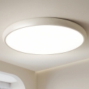 Modern Brushed Nickel LED Flush Mount Ceiling Light with White Acrylic Shade