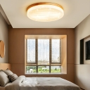 Modern Wooden LED Semi-Flush Ceiling Light with Acrylic Upward Shade - 1 Light
