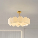 Modern Glass Semi-Flush Mount White Ceiling Light with LED Bulb for Residential Use