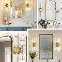 Elegant Gold 2-Light LED Wall Lamp with Clear Glass Shades - Modern Metal Sconce for Residential Use