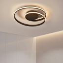 Black Modern Flush Mount Ceiling Light with LED Bulb and Ambient Silica Gel Shade