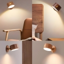 Natural Wood Touch-Controlled Wall Sconce with Ambient LED Lighting - Modern Style