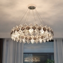 Gold Modern Chandelier with Clear Crystal Shades and Adjustable Length