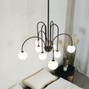 Ambient Lighting Modern Bi-pin Chandelier in Metal with Glass Shades for Residential Use