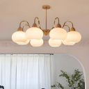Modern Metal Chandelier with Downward LED lighting and Glass Shades