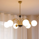 Contemporary White Glass Globe Chandelier with Adjustable Hanging Length for Modern Home Decor