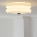 Modern Flush Mount Ceiling Light with 3 Color Light LED Bulbs and Glass Shade for Residential Use