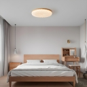 Wooden Flush Mount LED Ceiling Light with Ambient Shade for 1-Light Residences