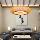 Modern Style Wood Pendant Light with Adjustable Hanging Length for Living Room
