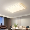 Modern White Flush Mount Ceiling Light with Crystal and Acrylic Shade inclued
