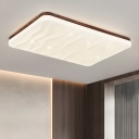 Modern LED Ceiling Light with 3 Color Light and Wooden Shade