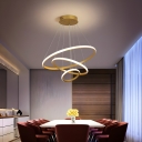 Modern Metal Chandelier with 3 LED Bulbs, Adjustable Hanging Length - Perfect for Residential Use