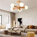 Elegant Wood Chandelier with Acrylic Shades and Multiple Light Options in Modern Style