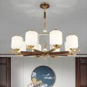 Elegant Wood and Glass Modern Chandelier with Adjustable Hanging Length