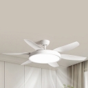 White Metal Modern Ceiling Fan with Remote and Wall Control, LED Light and 6 White Blades