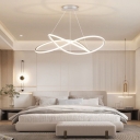 Stylish Modern LED Chandelier with Adjustable Hanging Length in  sleek White