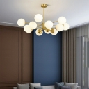 Modern Metal Chandelier with White Glass Shade and Adjustable Hanging Length