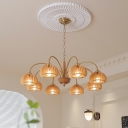 Metal and Wood Modern Chandelier with Adjustable Hanging Length