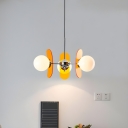Modern Globe Chandelier - LED/Incandescent Ambient Lighting, White Glass Shades