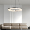 Contemporary Modern Black Chandelier with Clear Metal Shades and Flexible Hanging Options