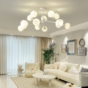 Contemporary Simple LED Chandelier in Elegant Metallic Finish with White Glass Shade