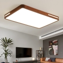 Modern LED Flush Mount Wood Ceiling Light with Walnut Shade - 3 Color Light