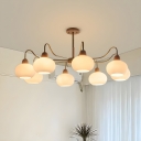 Modern LED Contemporary Glass Chandelier in Metal with Downward Shade Design for Residential Use