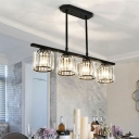 Industrial Island Light with Glass Shade in 3-Light Configuration