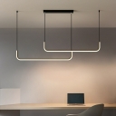 Modern Metal LED Island Pendant Light with Adjustable Hanging Length and Silica Gel Shade