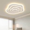 White Modern LED Flush Mount Ceiling Light with Metal Shade and 1 Light