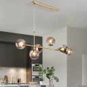 Contemporary Adjustable Hanging Length Glass Island Lights for Living Room